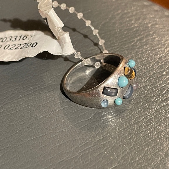 Free People Turquoise Tortoise Silver tone Stone Dome Ring, Size 7, NWT! - Picture 8 of 16